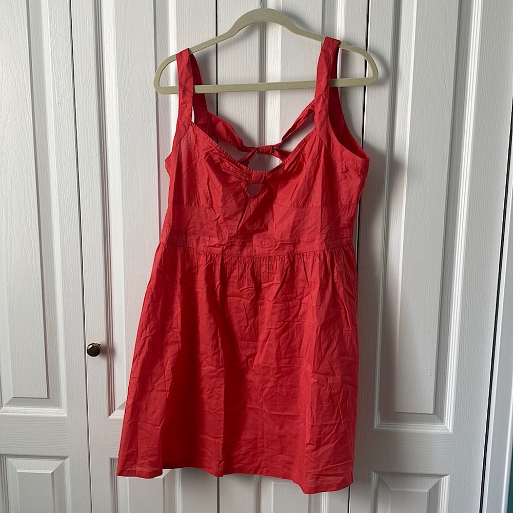 Orangy red cotton dress with cut outs in back, asos size 14 (never worn)
